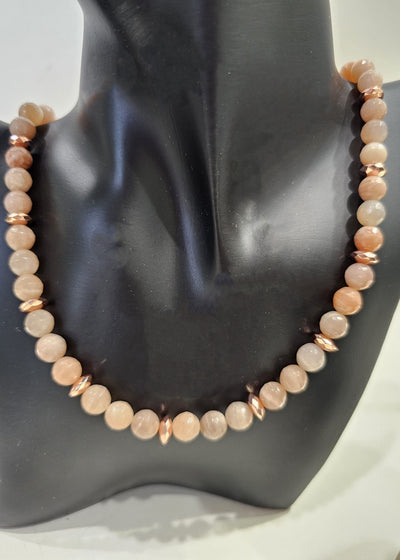 Natural Stone (Faceted Moonstone) Choker Necklace by Tonnie's Chest