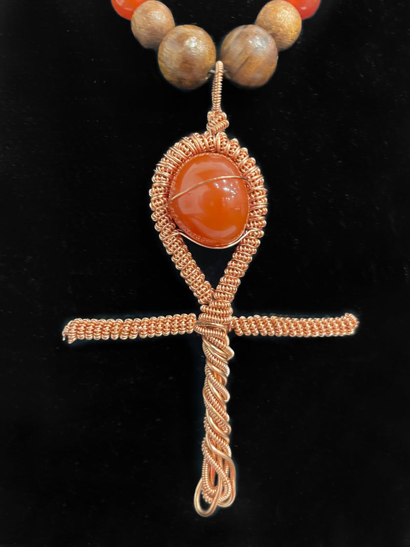 Beaded Necklace: Carnelian Ankh by Wynter Bell