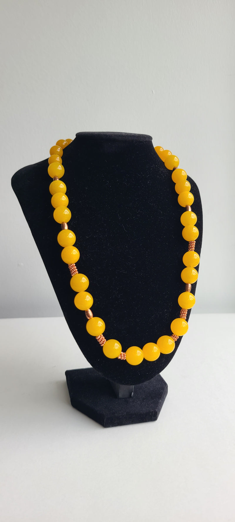 Necklace: Yellow Chalcedony Beaded w/copper By Wynter Bell