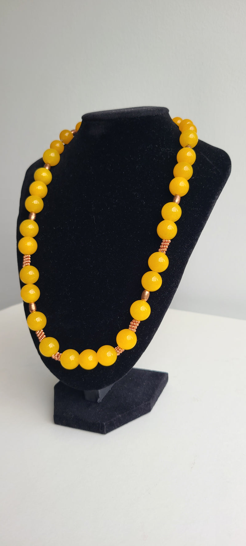 Necklace: Yellow Chalcedony Beaded w/copper By Wynter Bell