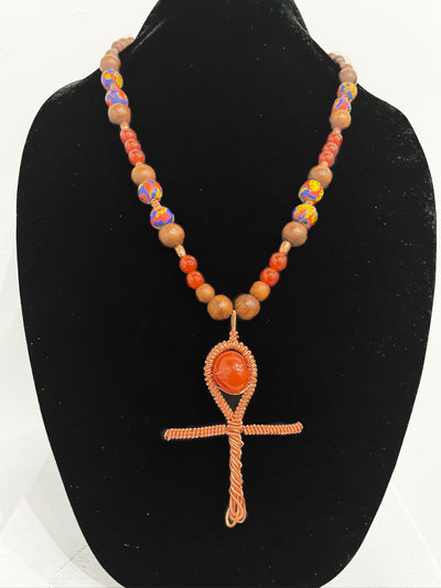 Beaded Necklace: Carnelian Ankh by Wynter Bell