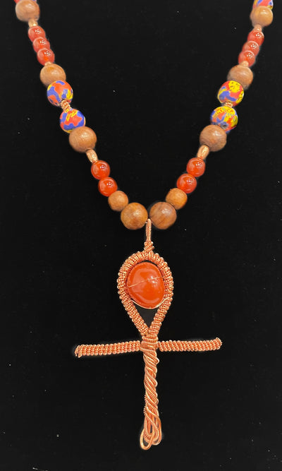 Beaded Necklace: Carnelian Ankh by Wynter Bell