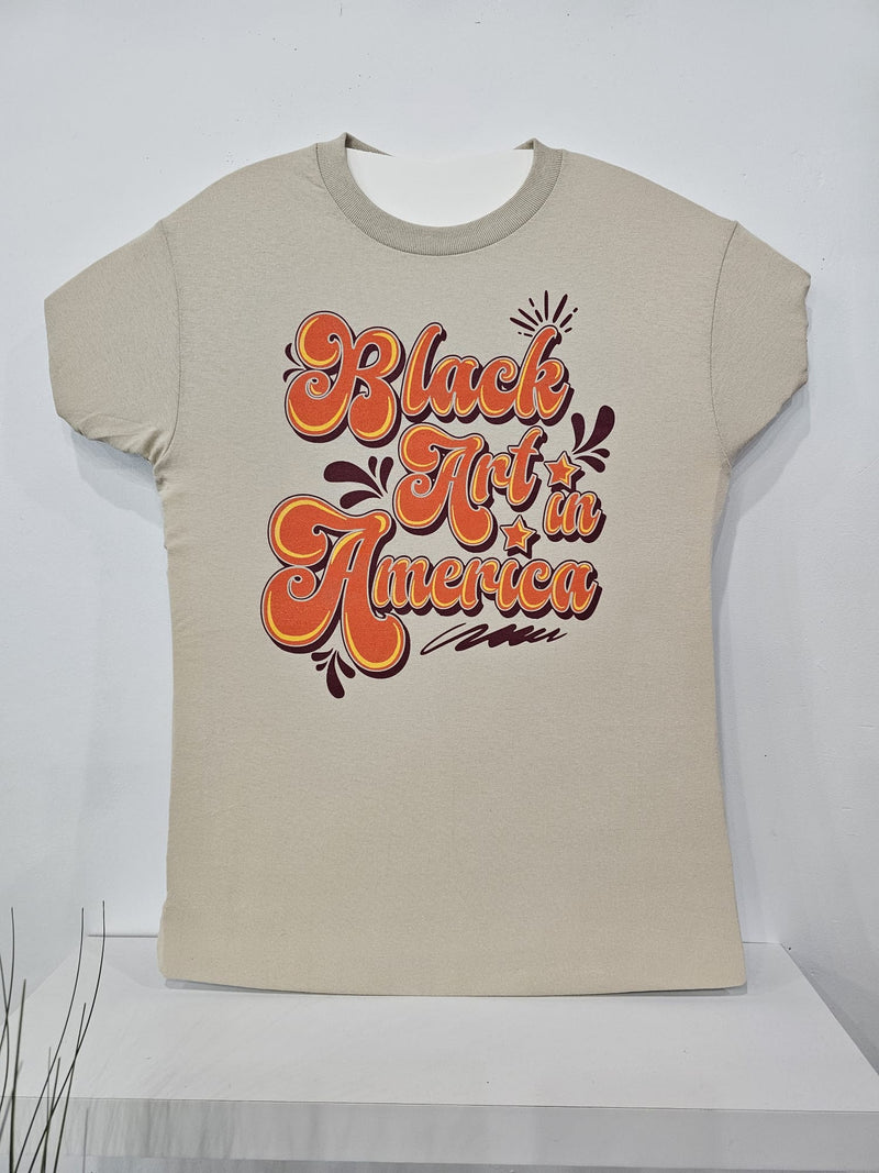 Black Art In America (Retro T-Shirt) Tan w/orange letters