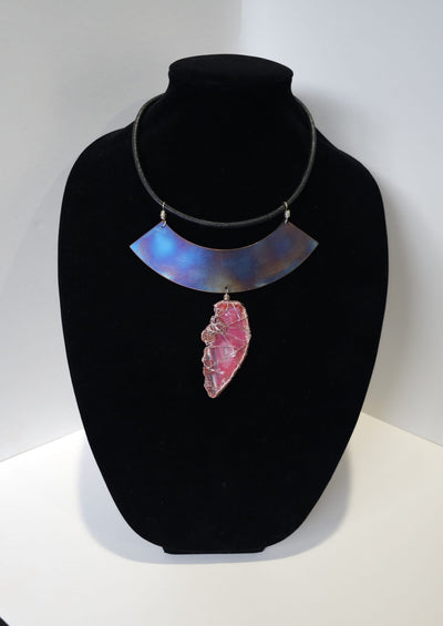 Necklace Set: Handmade Titanium, Silver and sliced Agate by Cordelia Stewart