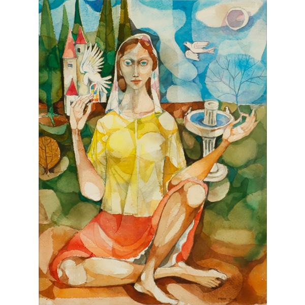 Jones, Fred, (Untitled, Woman With Doves)