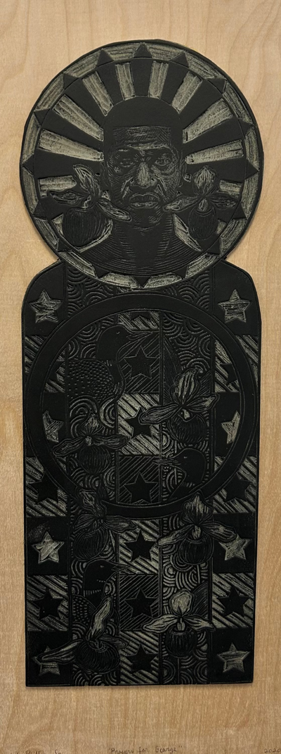 Phillips, Derrick, (Prayers For George - Linocut on Block)