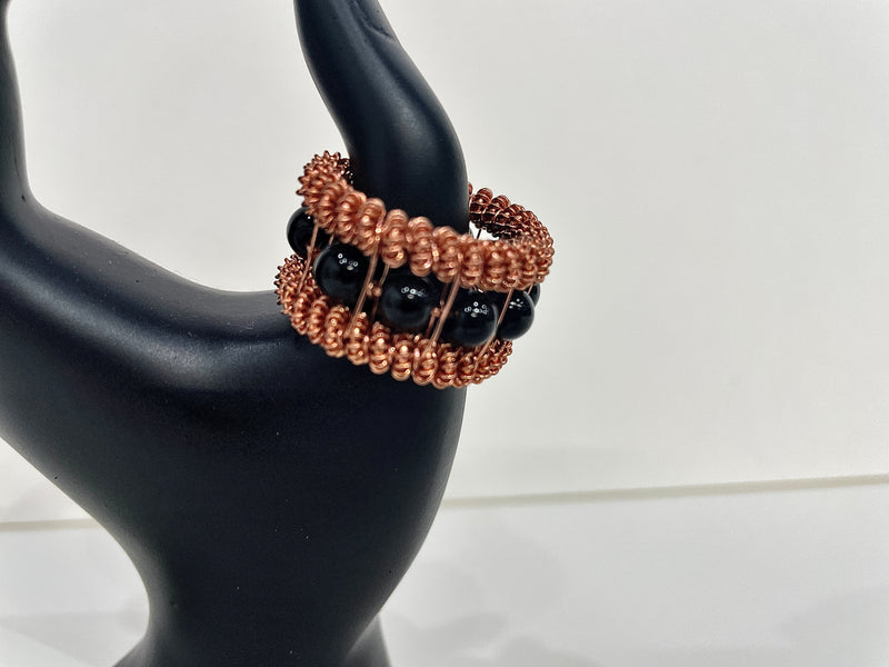 Beaded Coil Ring: Onyx by Wynter Bell