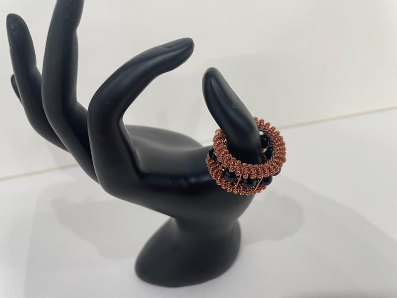Beaded Coil Ring: Onyx by Wynter Bell