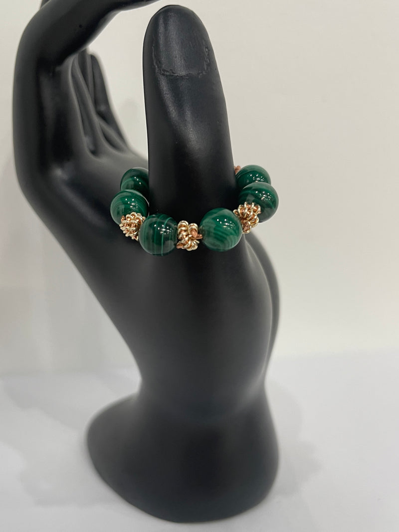 Beaded Ring: Green Malachite by Wynter Bell