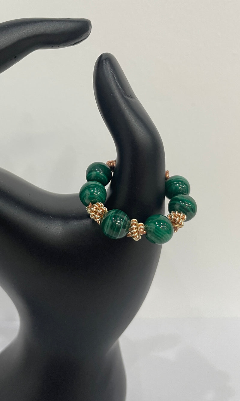Beaded Ring: Green Malachite by Wynter Bell