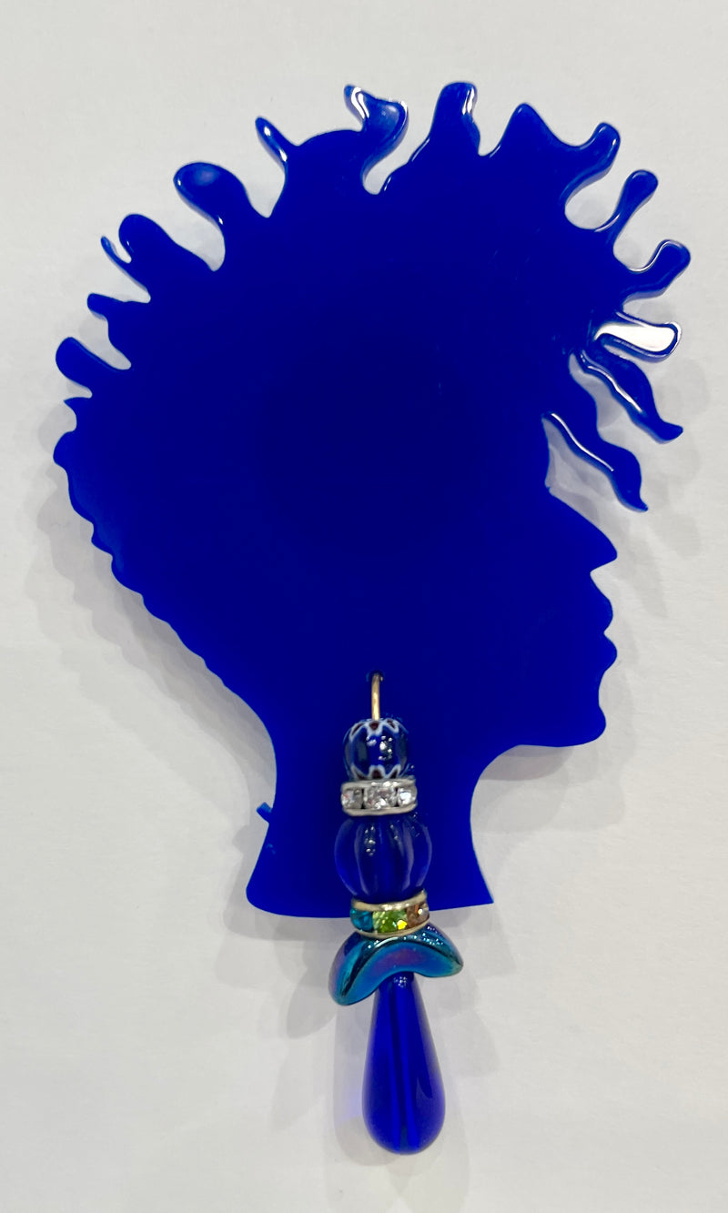 Cobalt Blue Curly Top Brooch by Takara
