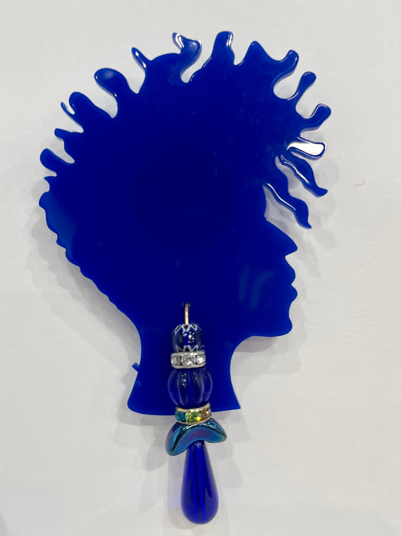 Cobalt Blue Curly Top Brooch by Takara