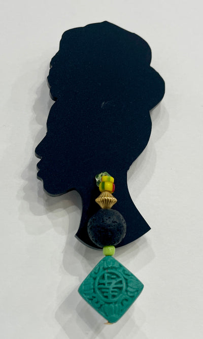 Black Jeweled Silhouette Brooch by Takara