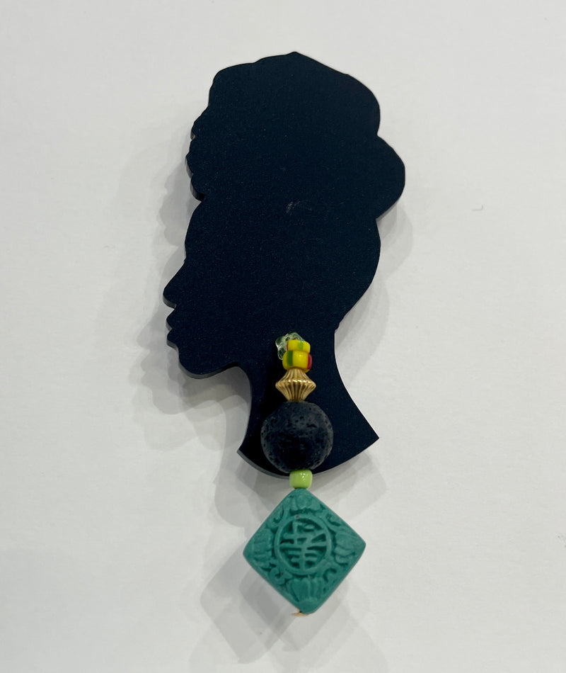 Black Jeweled Silhouette Brooch by Takara
