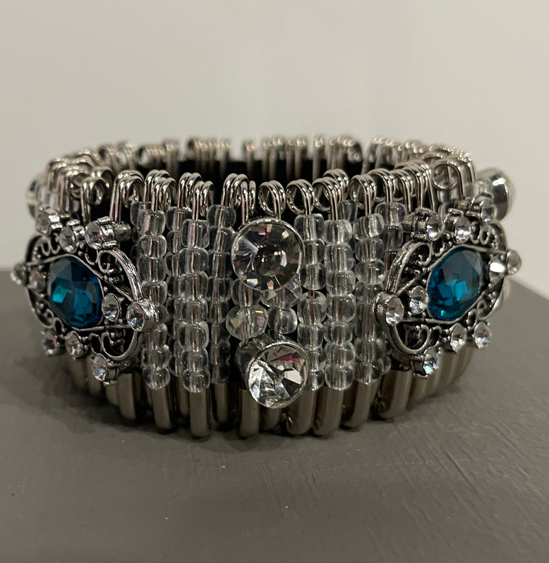 Safety Pin Bracelets by K. Joy Peters (Blue Jewels)