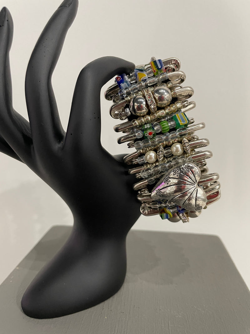 Safety Pin Bracelets by K. Joy Peters (Multi-Color with Charms)
