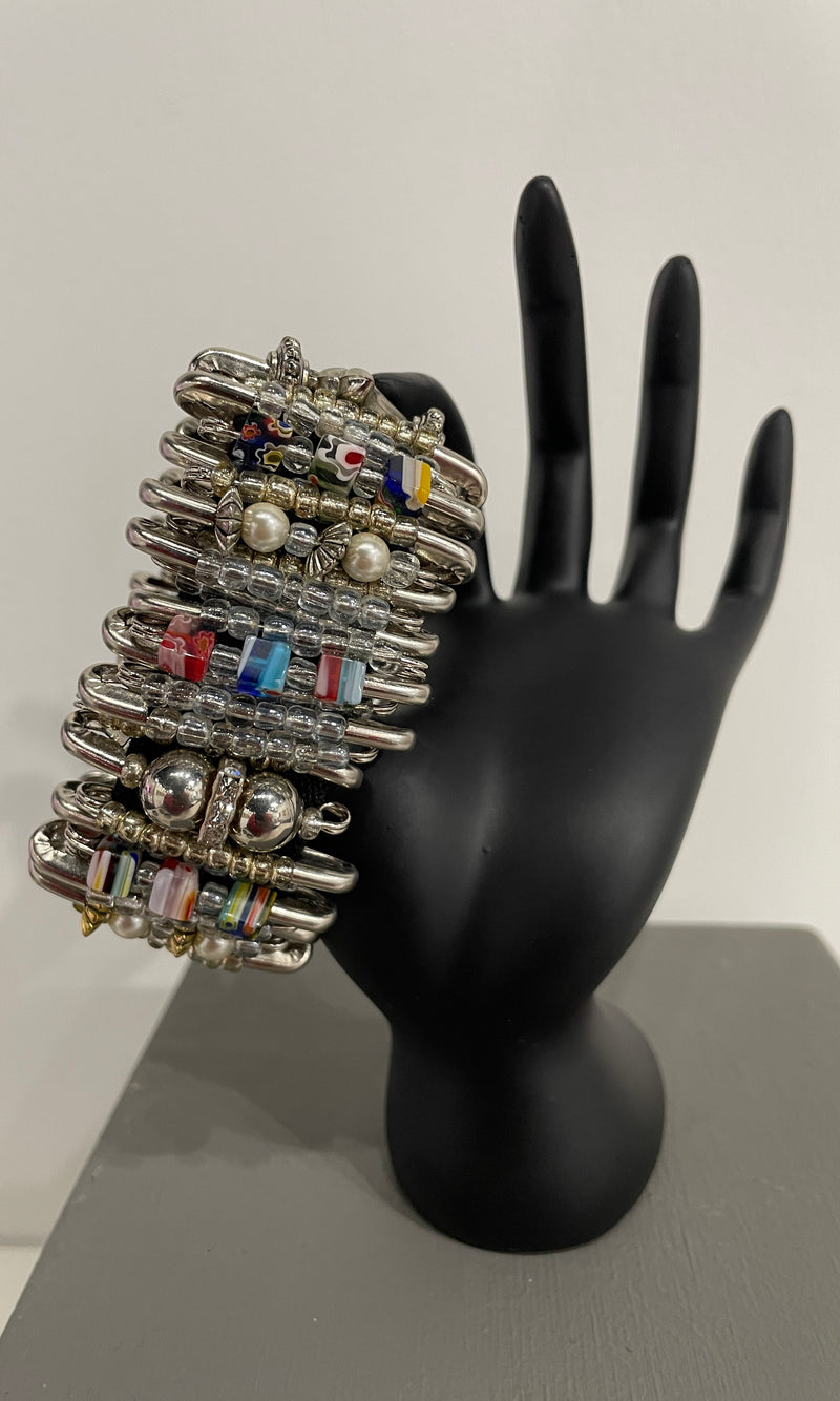 Safety Pin Bracelets by K. Joy Peters (Multi-Color with Charms)