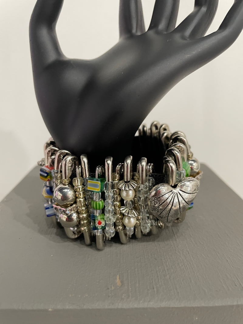 Safety Pin Bracelets by K. Joy Peters (Multi-Color with Charms)