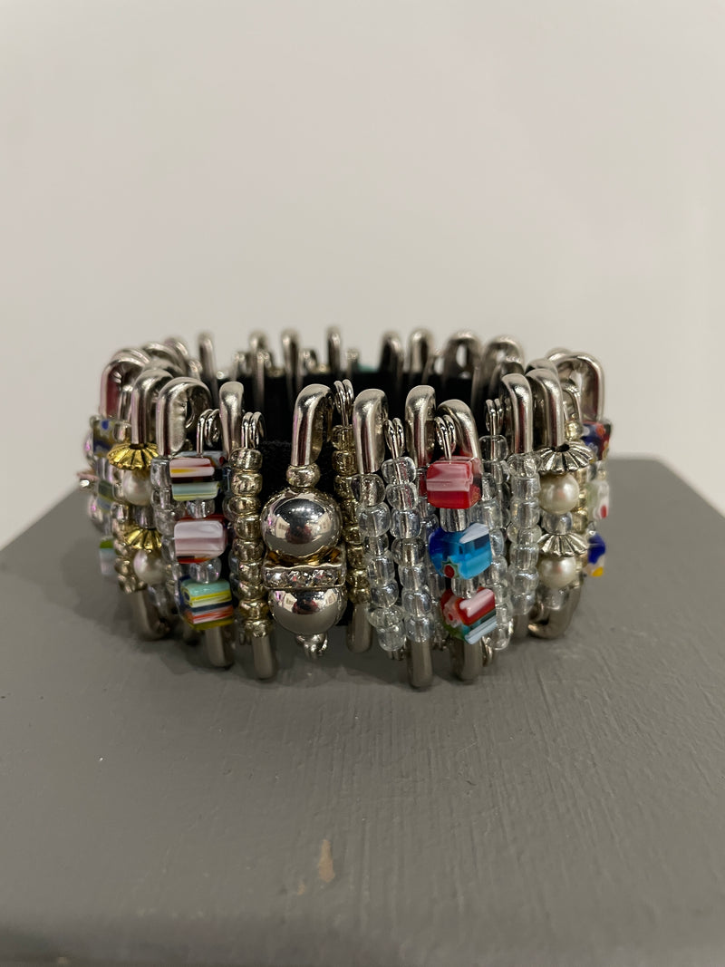 Safety Pin Bracelets by K. Joy Peters (Multi-Color with Charms)