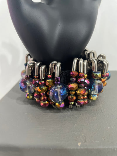 Safety Pin Bracelets by K. Joy Peters (Metallic Faceted Beads)