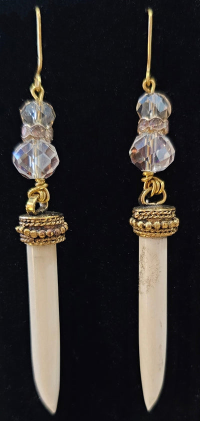 Natural Stone (Quartz Crystal/bone mineral) Earrings by Tonnie's Chest