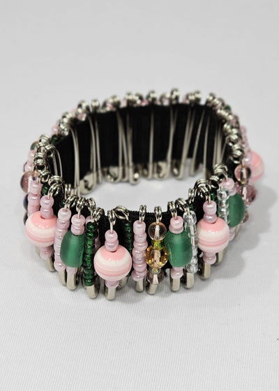 Safety Pin Bracelets by K. Joy Peters (Pink & Green)
