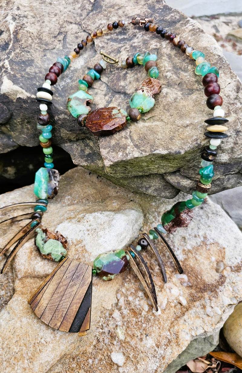 Natural Stone (Chrysoprase) Chocolate Mint Bracelet by Tonnie&