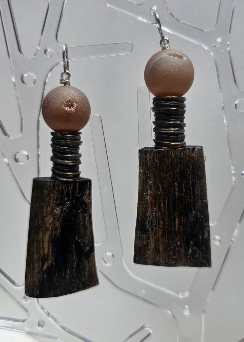 "Roc-N-Lobes Earrings" (Druzy quartz) by Michele L. Scott