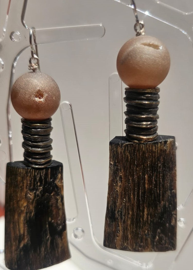 "Roc-N-Lobes Earrings" (Druzy quartz) by Michele L. Scott