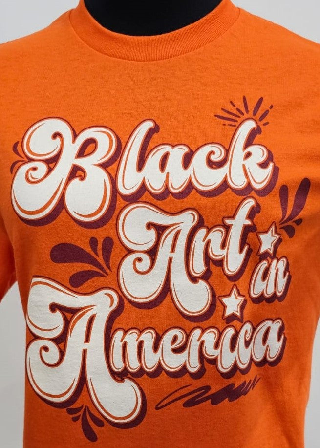 Black Art In America (Retro T-Shirt) orange w/white letters