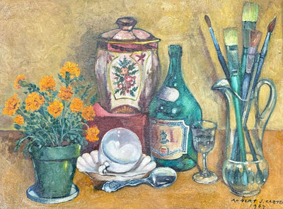 Carter, Albert, (Still Life With Canister & Flowers)