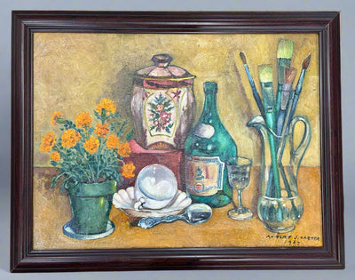 Carter, Albert, (Still Life With Canister & Flowers)