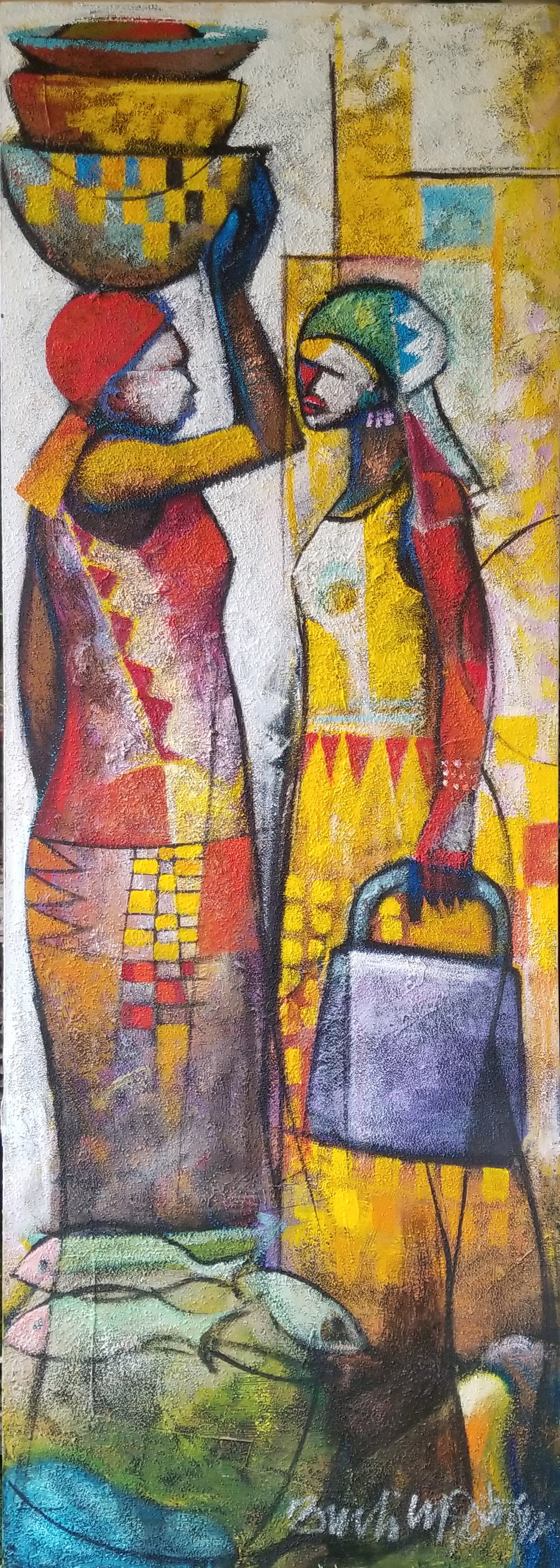 油絵　Partita No.2 雫　アート　加藤英人　SM Black Art - Buchi Aghaji Upjohn -Abstract-Music – Black Art In