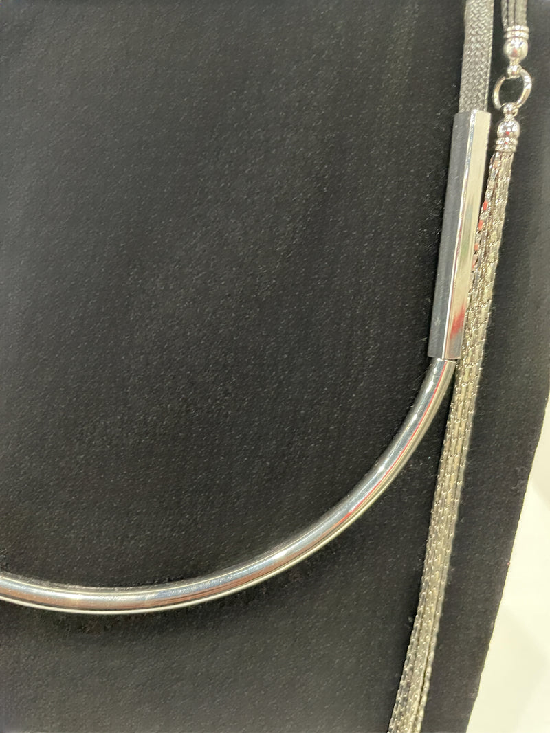 Silver and Leather Layered Necklace