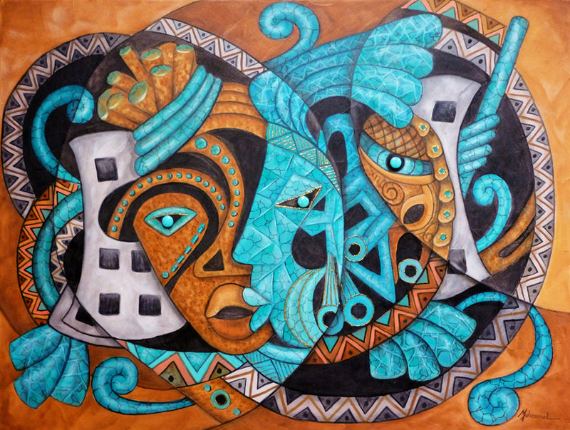 Muhammad, Marcella Hayes (Maruvian Turquoise, Copper and Silver Masks )