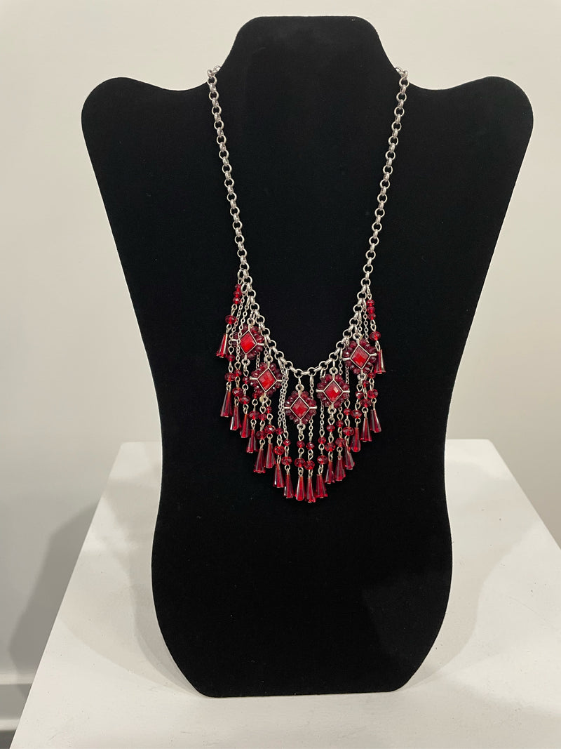Red Glass Beaded Necklace