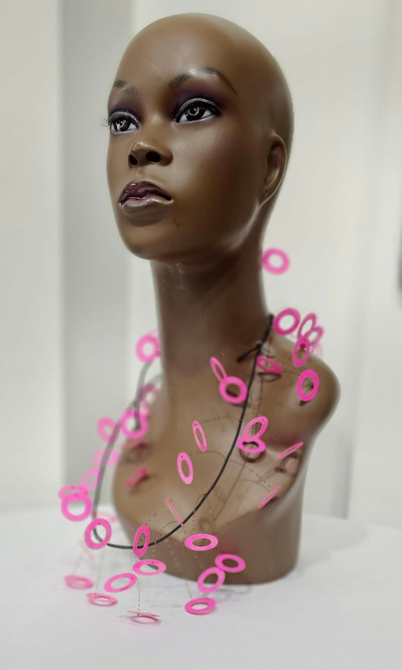 Kinetic Necklace, Pink Circle by Takara