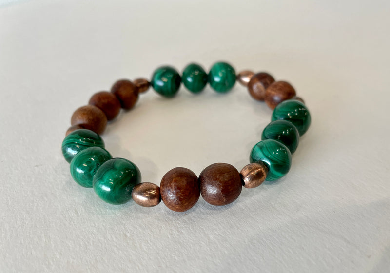 Beaded Bracelet: Green Malachite by Wynter Bell