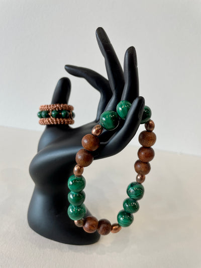 Beaded Bracelet: Green Malachite by Wynter Bell