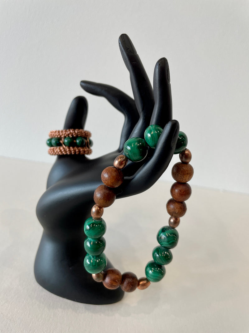 Beaded Bracelet: Green Malachite by Wynter Bell