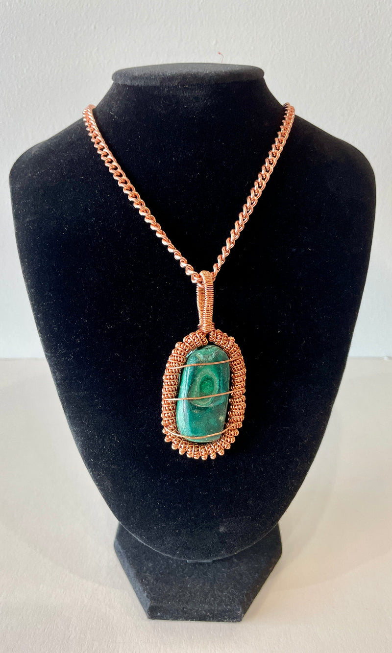 Copper Chain Necklace: Green Malachite by Wynter Bell