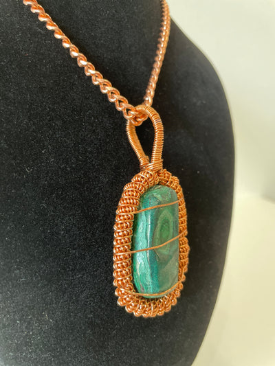 Copper Chain Necklace: Green Malachite by Wynter Bell