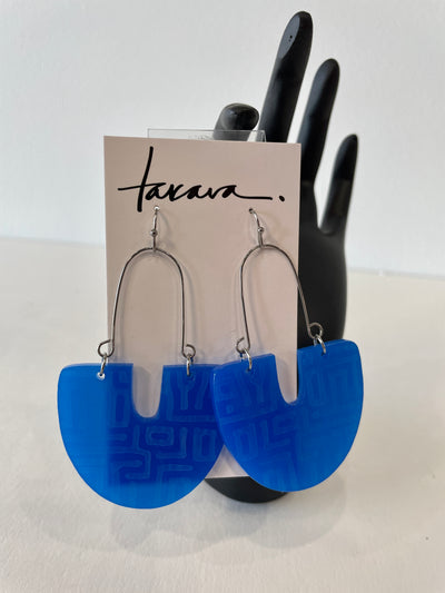 Hooped Engraved Earrings by Takara (Translucent Blue)